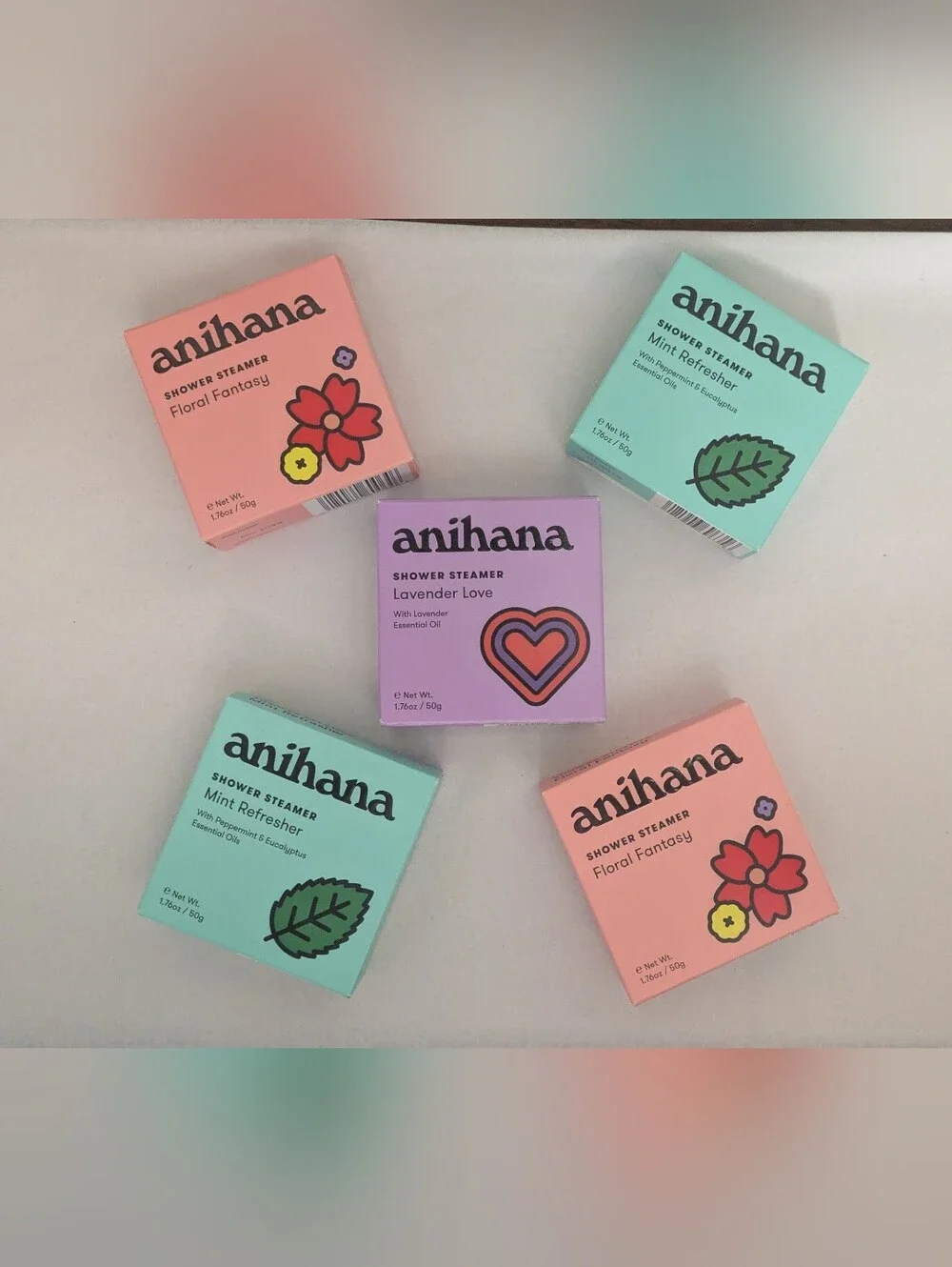 anihana Shower Steamers - Lavender Love & Mint Refresher - Pastel Box Set 5pcs